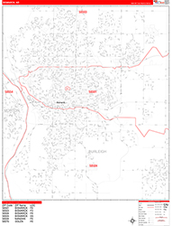 Bismarck Wall Map Zip Code Red Line Style 2026
