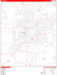 Bloomington Wall Map Zip Code Red Line Style 2026