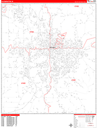 Bloomington Wall Map Zip Code Red Line Style 2026