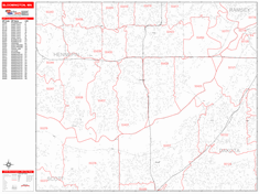 Bloomington Wall Map Zip Code Red Line Style 2024