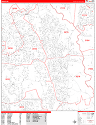 Bowie Wall Map Zip Code Red Line Style 2026