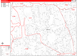 Brentwood Wall Map Zip Code Red Line Style 2026