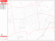 Bristol Wall Map Zip Code Red Line Style 2024