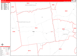 Bristol Wall Map Zip Code Red Line Style 2026