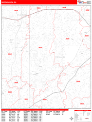 Brookhaven Wall Map Zip Code Red Line Style 2024