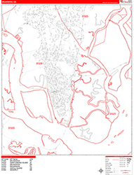 Brunswick Wall Map Zip Code Red Line Style 2026