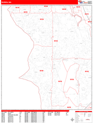 Burien Wall Map Zip Code Red Line Style 2024