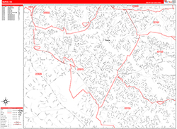 Burke Wall Map Zip Code Red Line Style 2026