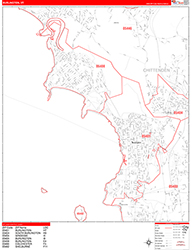 Burlington Wall Map Zip Code Red Line Style 2026