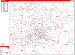 Canton Wall Map Zip Code Red Line Style 2026