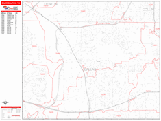 Carrollton Wall Map Zip Code Red Line Style 2024