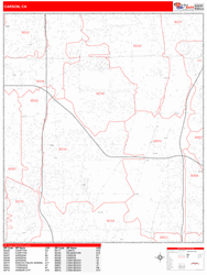 Carson Wall Map Zip Code Red Line Style 2024