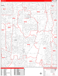 Carson Wall Map Zip Code Red Line Style 2026