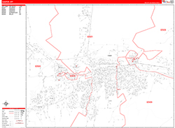Casper Wall Map Zip Code Red Line Style 2026