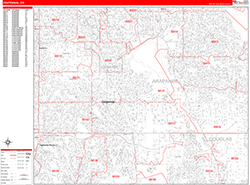 Centennial Wall Map Zip Code Red Line Style 2026