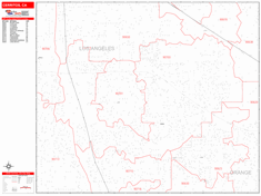 Cerritos Wall Map Zip Code Red Line Style 2024