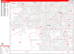 Chandler Wall Map Zip Code Red Line Style 2026
