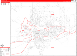 Cheyenne Wall Map Zip Code Red Line Style 2026