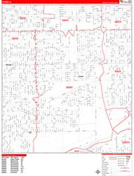 Cicero Wall Map Zip Code Red Line Style 2026