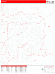 Clovis Wall Map Zip Code Red Line Style 2024