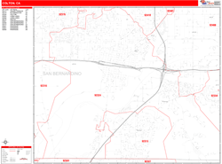 Colton Wall Map Zip Code Red Line Style 2024