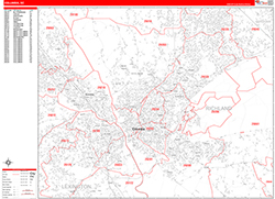 Columbia Wall Map Zip Code Red Line Style 2026
