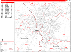 Columbus Wall Map Zip Code Red Line Style 2026