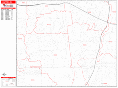 Compton Wall Map Zip Code Red Line Style 2024