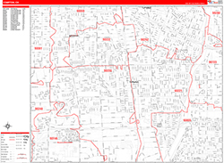 Compton Wall Map Zip Code Red Line Style 2026