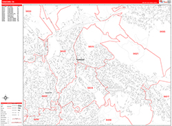 Concord Wall Map Zip Code Red Line Style 2026