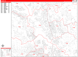 Conroe Wall Map Zip Code Red Line Style 2026