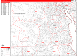 Cranston Wall Map Zip Code Red Line Style 2026
