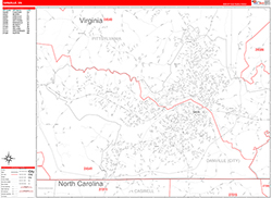 Danville Wall Map Zip Code Red Line Style 2026