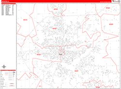 Decatur Wall Map Zip Code Red Line Style 2026