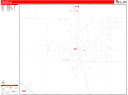 Delano Wall Map Zip Code Red Line Style 2024