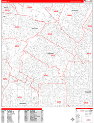 Downey Wall Map Zip Code Red Line Style 2026
