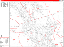 Dublin Wall Map Zip Code Red Line Style 2026