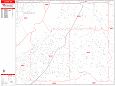 Eagan Wall Map Zip Code Red Line Style 2024