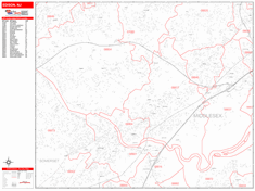 Edison Wall Map Zip Code Red Line Style 2024