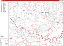 Edison Wall Map Zip Code Red Line Style 2026