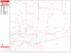 Edmond Wall Map Zip Code Red Line Style 2024