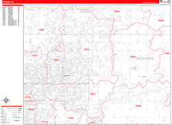 Edmond Wall Map Zip Code Red Line Style 2026
