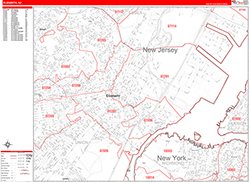 Elizabeth Wall Map Zip Code Red Line Style 2026