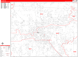 Elkhart Wall Map Zip Code Red Line Style 2026
