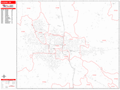 Eugene Wall Map Zip Code Red Line Style 2024