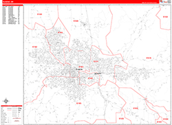 Eugene Wall Map Zip Code Red Line Style 2026