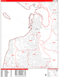 Everett Wall Map Zip Code Red Line Style 2026