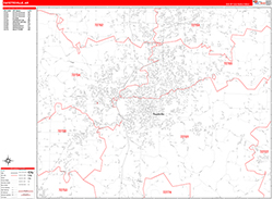 Fayetteville Wall Map Zip Code Red Line Style 2026