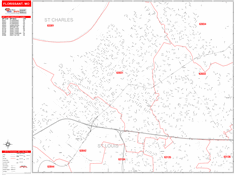 Florissant Wall Map Zip Code Red Line Style 2024