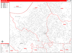 Florissant Wall Map Zip Code Red Line Style 2026